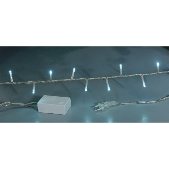 100Led Λαμπάκια Με Πρόγραμμα ,Διάφανο Καλώδιο/Λευκό Λαμπάκι ,6,5 Μέτρα