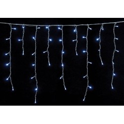 100Led Ασύμμετρη Κουρτίνα Με Επέκταση 200 x 70(h)cm,Διάφανο Καλώδιο/Λευκό Λαμπάκι