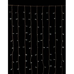 360Led Συμμετρική Κουρτίνα Με 8 Προγράμματα 200 x 200(H)cm,Διάφανο Καλώδιο/Λευκό Λαμπάκι