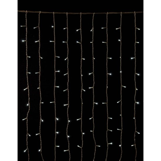 360Led Συμμετρική Κουρτίνα Με 8 Προγράμματα 200 x 200(H)cm,Διάφανο Καλώδιο/Λευκό Λαμπάκι