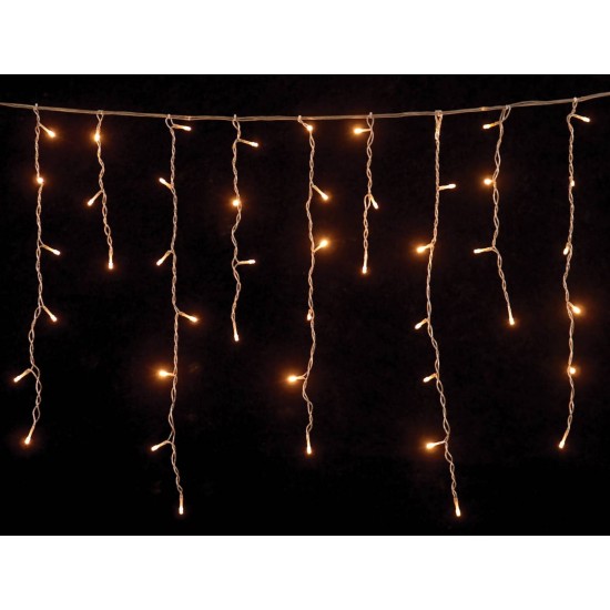 100Led Ασύμμετρη Κουρτίνα Με Επέκταση 200 x 70(h)cm,Διάφανο Καλώδιο/Λευκό Λαμπάκι