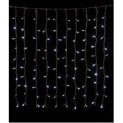 200Led 60Flash Συμμετρική Κουρτίνα Με Επέκταση 200 x 100(h)cm ,Με Διάφανο Καλώδιο/Λευκό Λαμπάκι