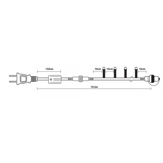 180Led Λαμπάκια Με Επέκταση Και Πρόγραμμα ,Πράσινο Καλώδιο/Λευκό Λαμπάκι , 19,5 Μέτρα