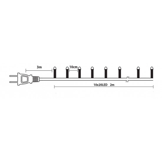 200Led Λαμπάκια Copper (Χταπόδι) Ψυχρού Φωτισμού Με Μετασχηματιστή Ip20 ,2 Μέτρα