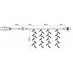 740L Led Συμμετρική Κουρτίνα Με Επέκταση 400 x 300(h)cm,Με Πράσινο Καλώδιο/Θερμό Λαμπάκι