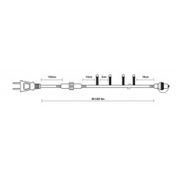 50Led Επεκτεινόμενα Λαμπάκια Με Διάφανο Καλώδιο/Θερμό Λαμπάκι 4 Μέτρα