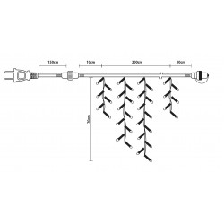 100Led Ασύμμετρη Κουρτίνα Με Επέκταση 200 x 100(h)cm,Διάφανο Καλώδιο/Μπλέ Λαμπάκι
