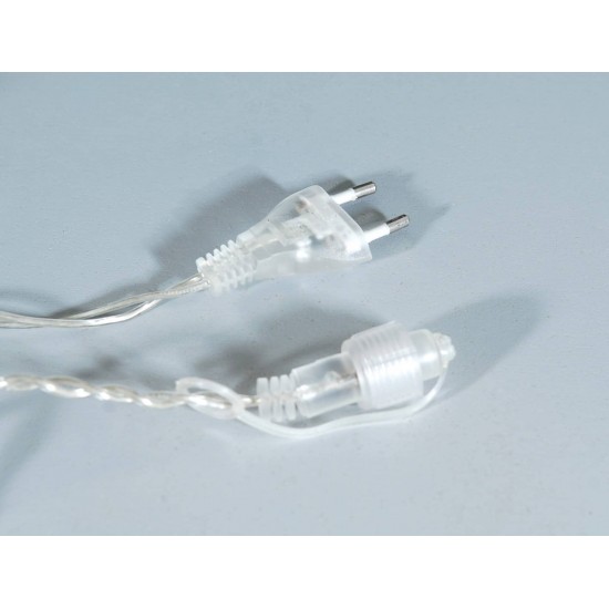 100Led Ασύμμετρη Κουρτίνα Με Επέκταση 200 x 100(h)cm,Διάφανο Καλώδιο/Μπλέ Λαμπάκι