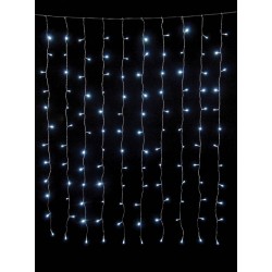240Led Συμμετρική Κουρτίνα Με Επέκταση Ip44 200 x 100(h)cm ,Με Διάφανο Καλώδιο/Λευκό Λαμπάκι