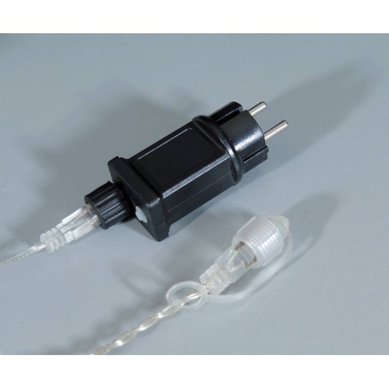 240Led Συμμετρική Κουρτίνα Με Επέκταση Ip44 200 x 100(h)cm ,Με Διάφανο Καλώδιο/Λευκό Λαμπάκι