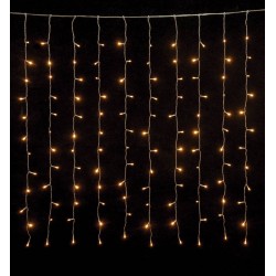 240Led Συμμετρική Κουρτίνα Με Επέκταση Ip44 200 x 100(h)cm ,Με Διάφανο Καλώδιο/Θερμό Λαμπάκι