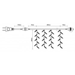 360Led Συμμετρική Κουρτίνα Ip44 Με Επέκταση 200 x 200(H)cm,Διάφανο Καλώδιο/Λευκό Λαμπάκι