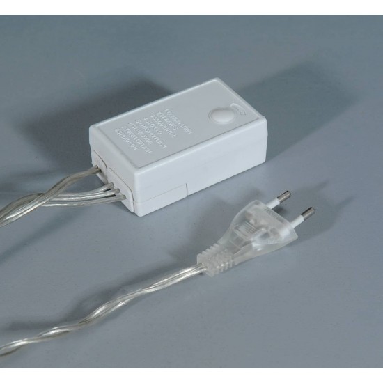 360Led Συμμετρική Κουρτίνα Με 8 Προγράμματα 200 x 200(H)cm,Διάφανο Καλώδιο/Λευκό Λαμπάκι