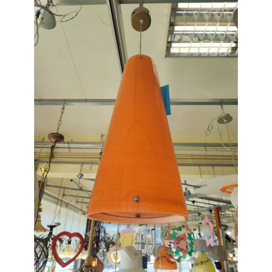 Κρεμαστό φωτιστικό μονόφωτο κωνικό πορτοκαλί