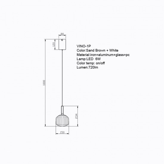 ΜΟΝΟΦΩΤΟ-ΚΡΕΜΑΣΤΟ ΦΩΤΙΣΤΙΚΟ-ΚΩΔ. VINO-1P