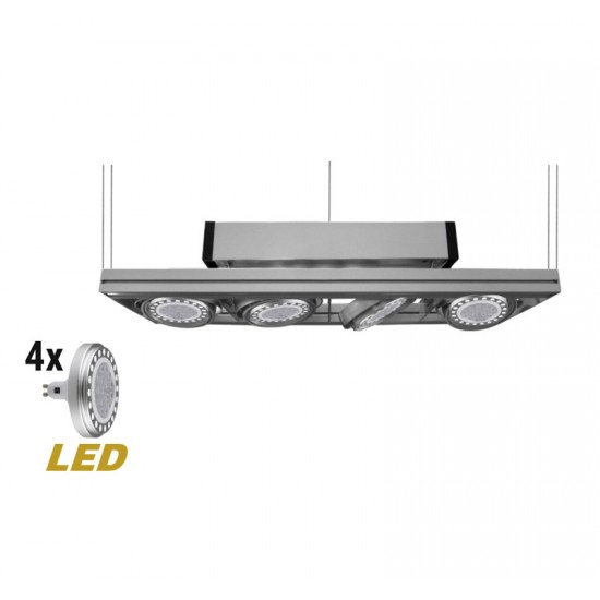 ΦΩΤΙΣΤΙΚΟ ΑΝΑΡΤΗΣΕΩΣ ΝΤΙΖΑΣ GU10 LED 4X12W ΠΛΗΡΕΣ ΓΚΡΙ