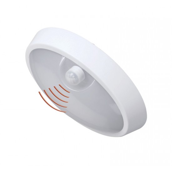 LED ΠΛΑΦ.PC ΟΒΑΛ.ΜΕ ΑΝΙΧ.ΚΙΝ.PIR Φ240mm 15W 4000K IP54 ΛΕΥΚΗ