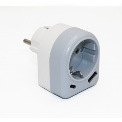 ΤΑΧΥΦΟΡΤΙΣΤΗΣ ΦΙΣ ΣΟΥΚΟ ΘΗΛΥΚΟ&USB+TYPEC ΘΥΡΕΣ 18W 16A ΓΚΡΙ