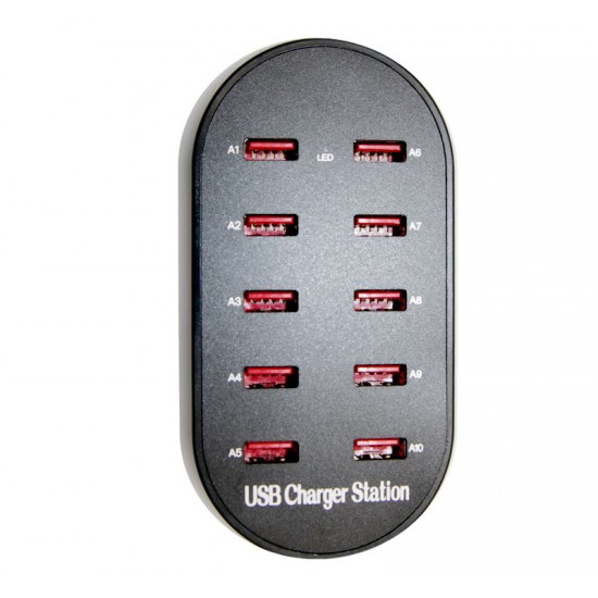 ΦΟΡΤΙΣΤΗΣ ΜΕ ΕΙΣΟΔΟ 230V ΕΞΟΔΟ 5VDC ME 10ΘΥΡΕΣ USB