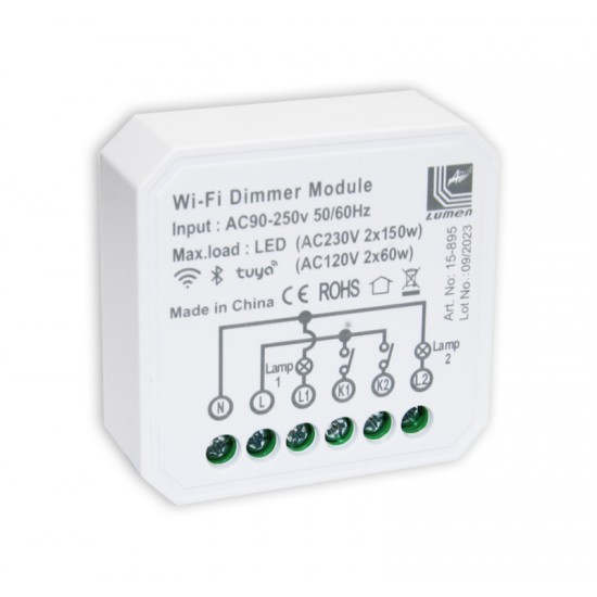 ΔΙΑΚΟΠΤΗΣ ΚΑΙ DIMMER SMART WiFi TUYA 2x0,7A 230V ΔΙΑΚΟΠΤΗΣ ΚΑΙ DIMMER SMART WiFi TUYA 2x0,7A 230V