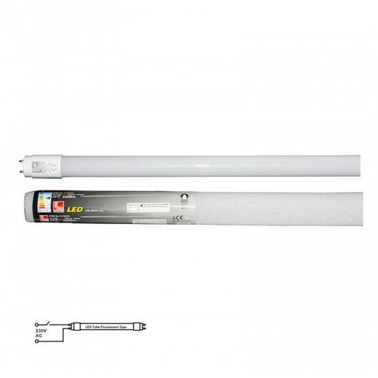 LED ΛΑΜΠΑ ΓΥΑΛΙΝΗ T8 150cm 24W 230V ΜΟΝΗΣ ΤΡΟΦΟΔΟΣΙΑΣ ΘΕΡΜΟ