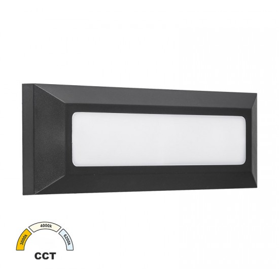LED ΦΩΤΙΣΤΙΚΟ PC ΕΠΙΤΟΙΧΟ ΟΡΘΟΓΩΝΙΟ 4W CCT IP65 ΓΡΑΦΙΤΗΣ