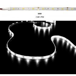 ΤΑΙΝΙΑ LED 5m 12VDC 7.2W/m 5050 30LED/m ΨΥΧΡΟ 6500K IP54