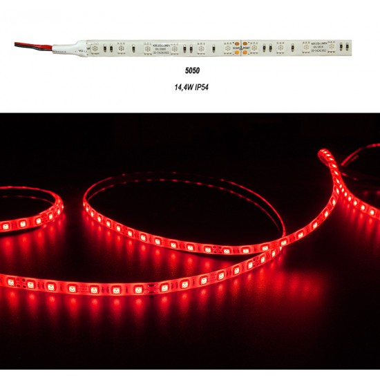 ΤΑΙΝΙΑ LED 5m 24VDC 14.4W/m 60LED ΚΟΚΚΙΝΟ IP54