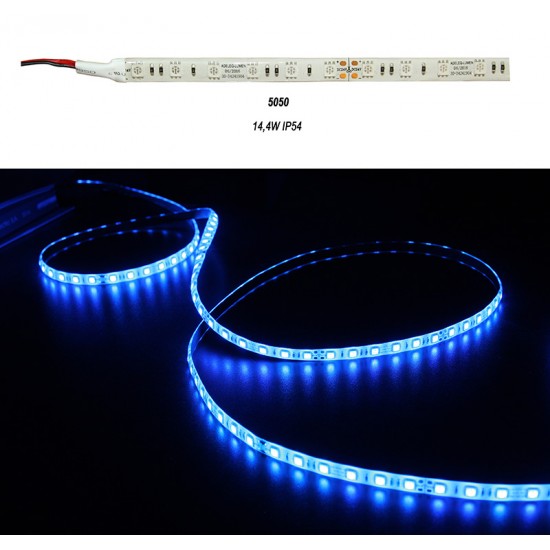 ΤΑΙΝΙΑ LED 5m 24VDC 14.4W/m 60LED ΜΠΛΕ IP54