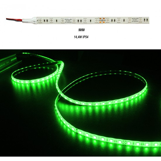 ΤΑΙΝΙΑ LED 5m 24VDC 14.4W/m 60LED ΠΡΑΣΙΝΟ IP54