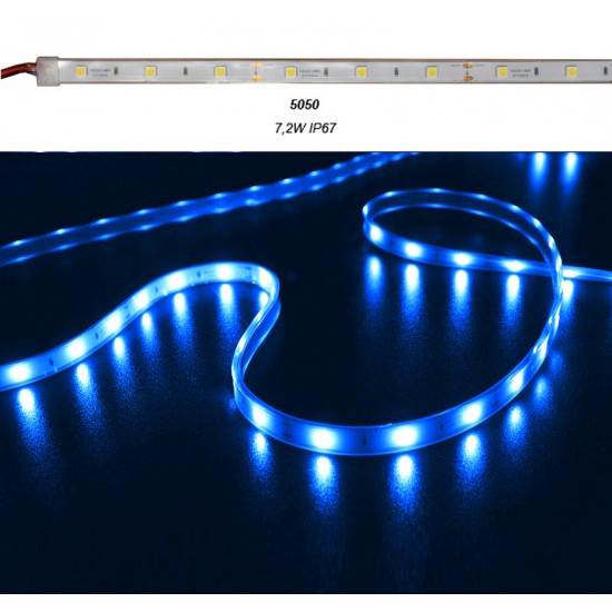ΤΑΙΝΙΑ LED 5m 12VDC 7.2W/m 30LED/m ΜΠΛΕ IP67