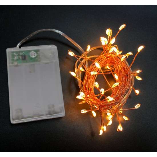 50 MICRO LED ΜΠΑΤΑΡΙΑΣ ΣΤΑΘE. XΑΛΚΟΥ ΣΥΡΜΑ ΧΡΥΣΑ 2200Κ IP20