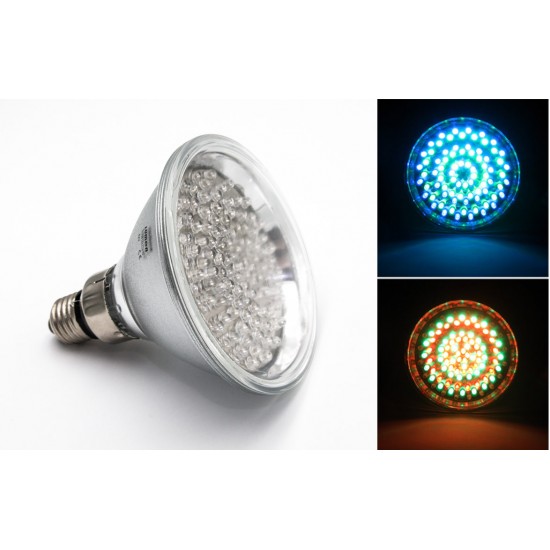 LED ΛΑΜΠΑ ΓΥΑΛΙΝΗ PAR38 E27 120LED 3W 42VAC 15° RGB