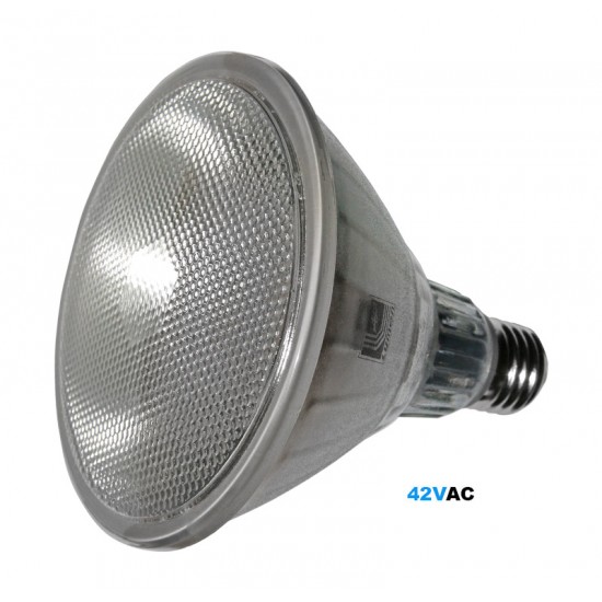 LED ΛΑΜΠΑ ΓΥΑΛΙΝΗ PAR38 E27 10W 42VAC 75° ΘΕΡΜΟ 3000Κ IP65