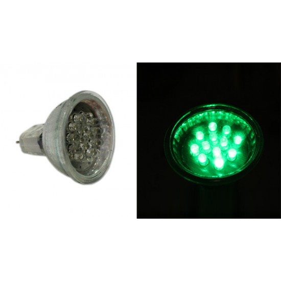 LED ΛΑΜΠΑ PAR11 ΜΕ 15LED 0.8W 12VDC 30° ΠΡΑΣΙΝΟ
