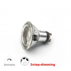 LED ΛΑΜΠΑ GU10 ΓΥΑΛΙΝΟ 6W 230V 40° ΝΤΙΜΑΡ.3 ΕΠΙΠΕΔΩΝ ΘΕΡΜΟ