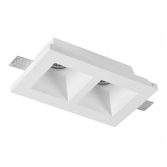 ΣΠΟΤ ΓΥΨΙΝΟ ΨΕΥΔΟΡΟΦΗΣ ΔΙΠΛΟ ΤΕΤΡΑΓΩΝΟ GU10 ΒΑΘΥ D:215mm