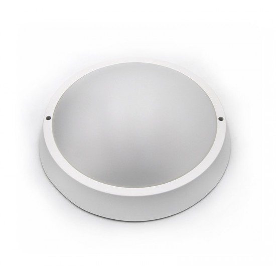 LED ΠΛΑΦΟΝΙΕΡΑ PC ΣΤΡΟΓΓΥΛΗ Φ270mm 24W 4000K IP65 ΛΕΥΚΗ