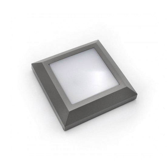 LED ΦΩΤΙΣΤΙΚΟ PC ΕΠΙΤΟIXO ΤΕΤΡΑΓΩΝ0 D125mm 4W 3000K IP65 ΓΚΡΙ