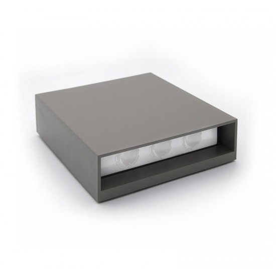 LED ΦΩΤΙΣΤΙΚΟ PC ΤΕΤΡΑΓΩΝΟ ΔΙΠΛΗΣ ΚΑΤΕΥΘ.6W 3000Κ IP65 ΓΚΡΙ