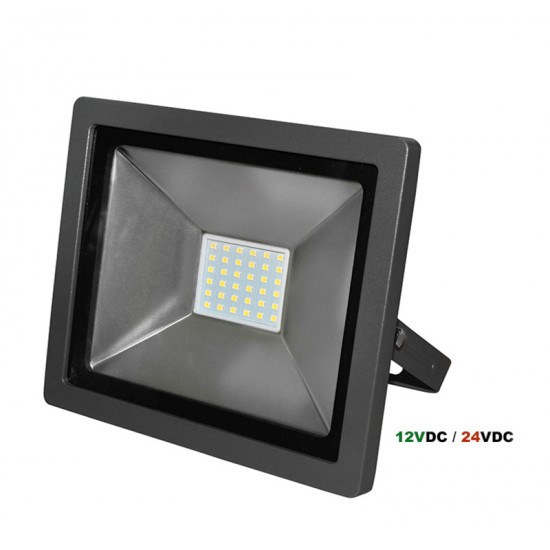 ΠΡΟΒΟΛΕΑΣ LED-SMD 30W 12/24VDC 4000K IP65 ΑΝΘΡΑΚΙ