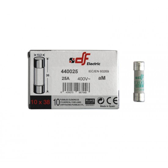 ΦΥΣΙΓΓΙΑ ΚΥΛΙΝΔΡΙΚΑ 10x38mm 25Α aM DF ΦΥΣΙΓΓΙΑ ΚΥΛΙΝΔΡΙΚΑ 10x38mm 25Α aM DF