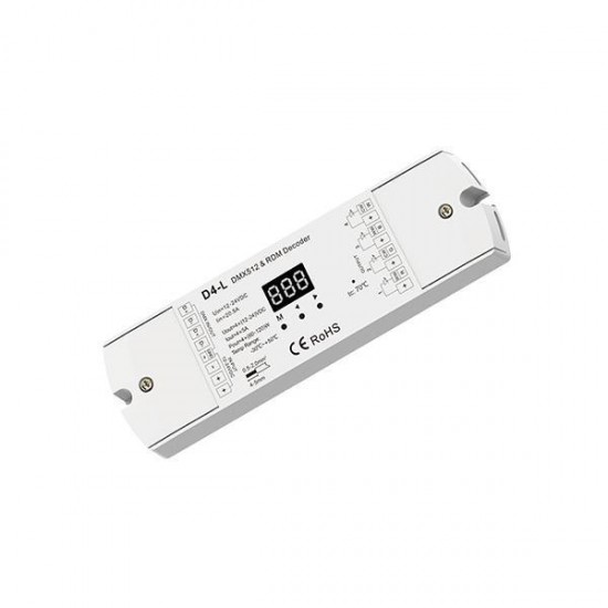 DMX512/RDM DECODER RGBW 5A*4CH 12-24VDC MAX20A D4-L DMX512/RDM DECODER RGBW 5A*4CH 12-24VDC MAX20A D4-L
