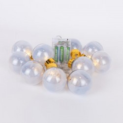 ΣΕΙΡΑ 10 LED ΔΙΑΚΟΣΜΗΤΙΚEΣ ΜΠΑΛΕΣ ΜΕ ΑΣΗΜΙ ΥΦΑΣΜΑ , ΜΠΑΤΑΡΙΑΣ 3ΧΑΑ, TIMER, ΘΕΡΜΟ ΛΕΥΚΟ LED, ΔΙΑΦΑΝΟ PVC ΚΑΛΩΔΙΟ, ΠΡΟΕΚΤΑΣΗ ΠΑΡΟΧΗΣ 30cm, IP20