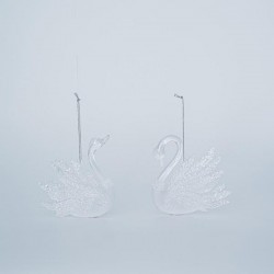 ΑΚΡΥΛΙΚΟΣ ΚΥΚΝΟΣ, ΔΙΑΦΑΝΟΣ ΜΑΤ, ΜΕ ΑΣΗΜΙ GLITTER, 2 ΣΧΕΔΙΑ, 9x10cm, ΤΙΜΗ ΑΝΑ ΤΜΧ