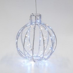 ΜΕΤΑΛΛΙΚΗ ΜΠΑΛΑ, 20 ΘΕΡΜΑ ΚΑΙ 20 ΛΕΥΚΑ LED, 500cm ΠΡΟΕΚΤΑΣΗ ΠΑΡΟΧΗΣ, 20x22cm, IP44