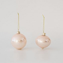ΓΥΑΛΙΝΗ ΜΠΑΛΑ, ΡΟΖ, ΠΕΡΛΕ, 2 ΣΧΗΜΑΤΑ, ΣΕΤ 4ΤΜΧ, 10cm
