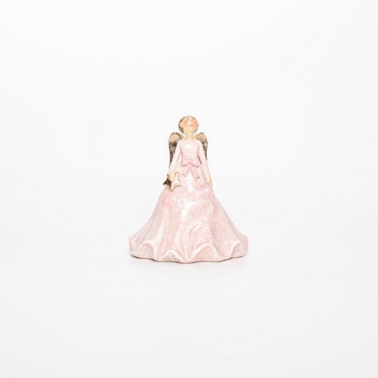 ΔΙΑΚΟΣΜΗΤΙΚΟ ΠΟΛΥΡΕΖΙΝ, ΑΓΓΕΛΟΣ, ΡΟΖ, 9,5x9,5x11,5cm