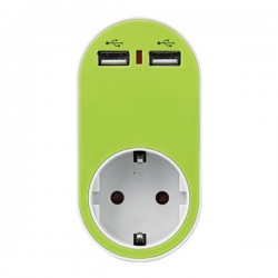 ΑΝΤΑΠΤΟΡΑΣ ΣΟΥΚΟ ΜΕ 2 USB ΠΡΑΣΙΝΟ ΜΕ ΠΡΟΣΤΑΣΙΑ ΕΠΑΦΩΝ