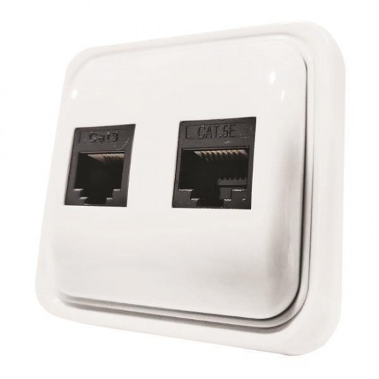 ΠΡΙΖΑ ΜΙΝΙ ΤΗΛΕΦΩΝΟΥ ΔΙΠΛΗ RJ11 & RJ45 ΛΕΥΚΗ IP20 ΠΡΙΖΑ ΜΙΝΙ ΤΗΛΕΦΩΝΟΥ ΔΙΠΛΗ RJ11 & RJ45 ΛΕΥΚΗ IP20
